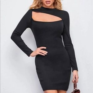 Cut Out Neck Bodycon Dress Black
